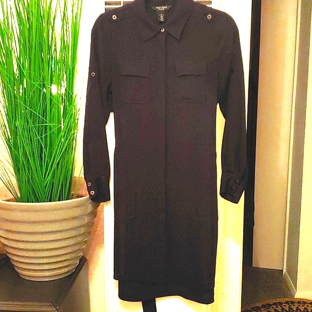 4Petite WHBM button up long sleeve dress with belt & 4 pockets